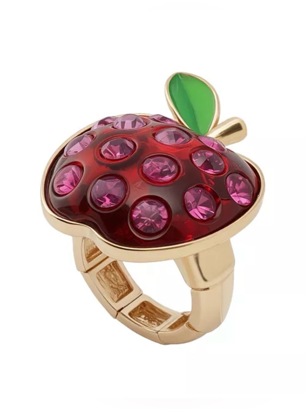 🩶BETSEY JOHNSON STRAIGHT APPLE COCKTAIL STRETCH RING - NWT🩶